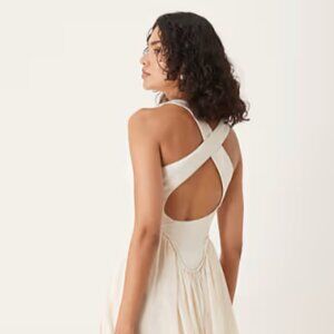 Buttercream square neck, crossback dress